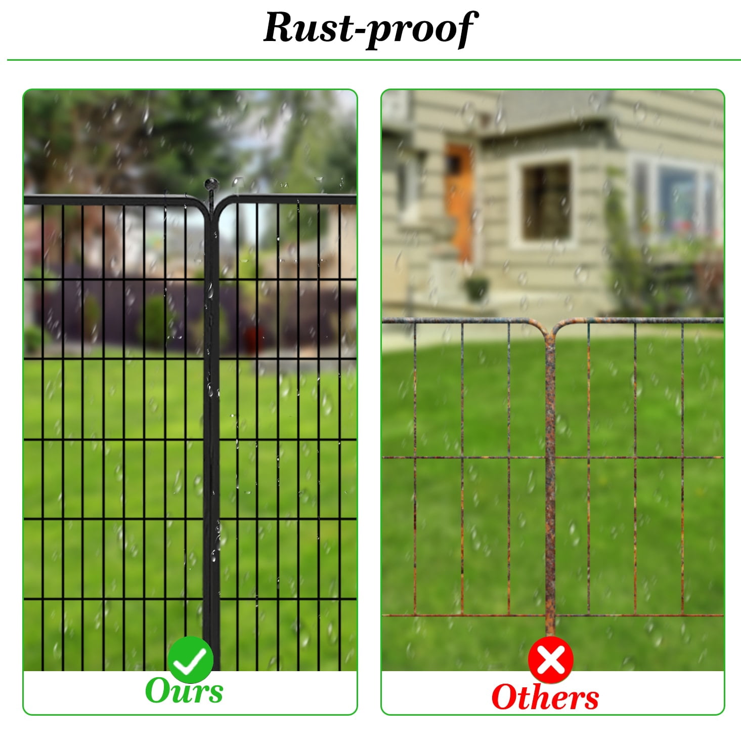 Decorative Garden Metal Fence Black 108ft×40in 2 Panels Wire Rustproof Folding Animal Barrier Border Heavy Duty Iron Landscape Edging Privacy Fencing Patio Flower Bed for Yard Dog Outdoor Fences