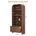 thumbnail image 3 of YOCWO 70" Tall Arched Bookcases with 1 Large Drawers & 4 Shelves, Wooden Bookshelf with Carved Line and Curved Top for Living Room Office, Walnut, 3 of 7