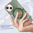 thumbnail image 5 of Allytechgroup Ultra Slim Case for iPhone 15 wth Fashion Marble Pattern, Foldable Ring Kickstand Magnetic Cover Support Wireless Charging Full Body Protection Shockproof Case - Green, 5 of 6