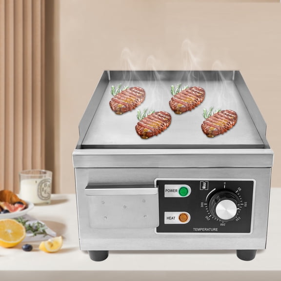 Commercial Electric Griddle Flat Top Grill 1300W 15.75" Hot Plate BBQ Countertop