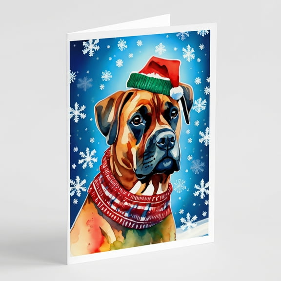 Boxer Christmas Greeting Cards Pack of 8 7 in x 5 in