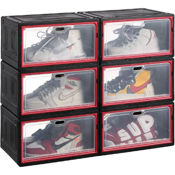 Large Shoe Box for Storage Sneakers,6 Packs Hard Plastic Stackable
