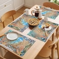 thumbnail image 5 of Jellyfish Coastal Placemats Set of 4 Summer Nautical Starfish Coral Brown Anchor Place Mats Indoor Wipeable Table Mats Washable Dining Table Placemats for Kitchen Holiday Party Home Decor 13x19 Inch, 5 of 9