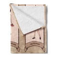 thumbnail image 2 of Circus Soft Flannel Fleece Throw Blanket, Vintage Circus Characters Acrobat Bearded Lady Gymnast Strong Man Harlequin Mime, Cozy Plush for Indoor and Outdoor Use, 50" x 70", Pink Beige, by Ambesonne, 2 of 5