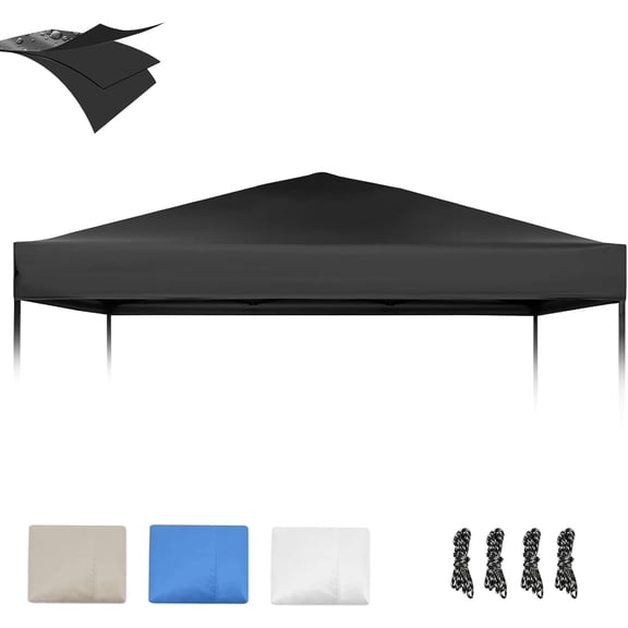 10x10 Canopy Replacement Top, Waterproof Pop Up Tent Cover(Top Only)(Black) | 300D Silver-Coated Polyester with PU Coating, UPF 50 UV Protection, Fits Straight Leg Frame, For Garden Patio Camping