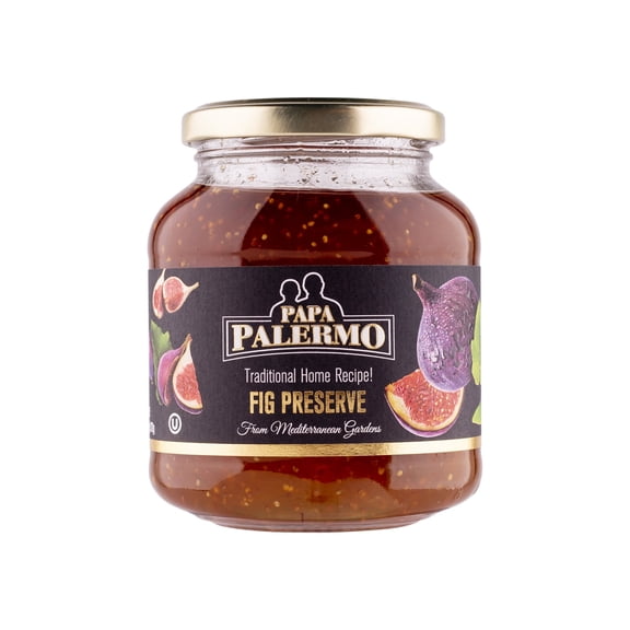 Papa Palermo Fig Jam & Preserves, Gourmet Spread, 13.10 oz Glass Jar
