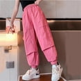 thumbnail image 3 of Girls Casual Trousers for Girls Cargo Style with Multiple Pockets Comfortable Everyday Wear for Kids, 3 of 3