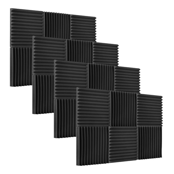 Muslady 24pcs/pack Studio Acoustic Foams Sound Insulation Foam Sound Absorbing Panels Soundproof Sponge 30 * 30 * 2.5cm/ 12 * 12 * 1in