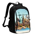 thumbnail image 1 of Balery Iconic Global Landmarks Mochila con carga USB para hombre y mujer - Mochila impermeable y antirrobo para laptop con puerto USB para viajes, trabajo, 1 of 7