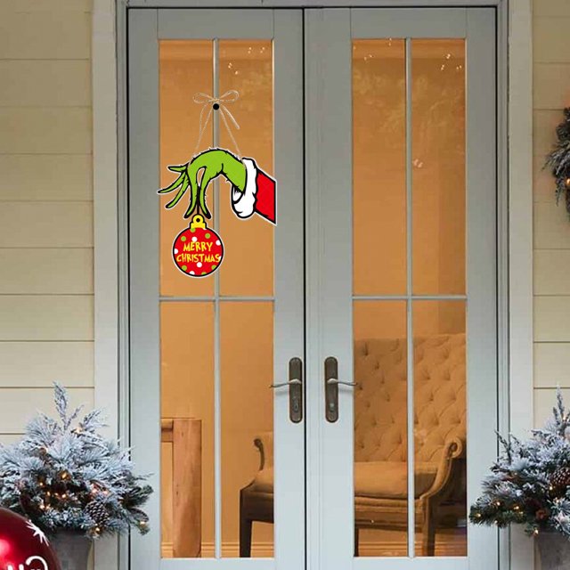 Adorno colgante Grinch, adornos navideños para ventana de pared (mano)