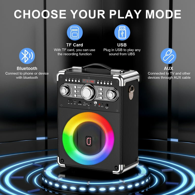JYX Karaoke Machine S8-T, Bluetooth Speaker with 3 Wireless