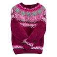 thumbnail image 1 of Breezora Chandail pour Femmes à Motif d'Île Vintage, Tricot Coloré, Chandail à Manches Longues, Col Rond, Coupe Ample, Haut Décontracté d'Hiver, Taille P, Rouge, 1 of 3
