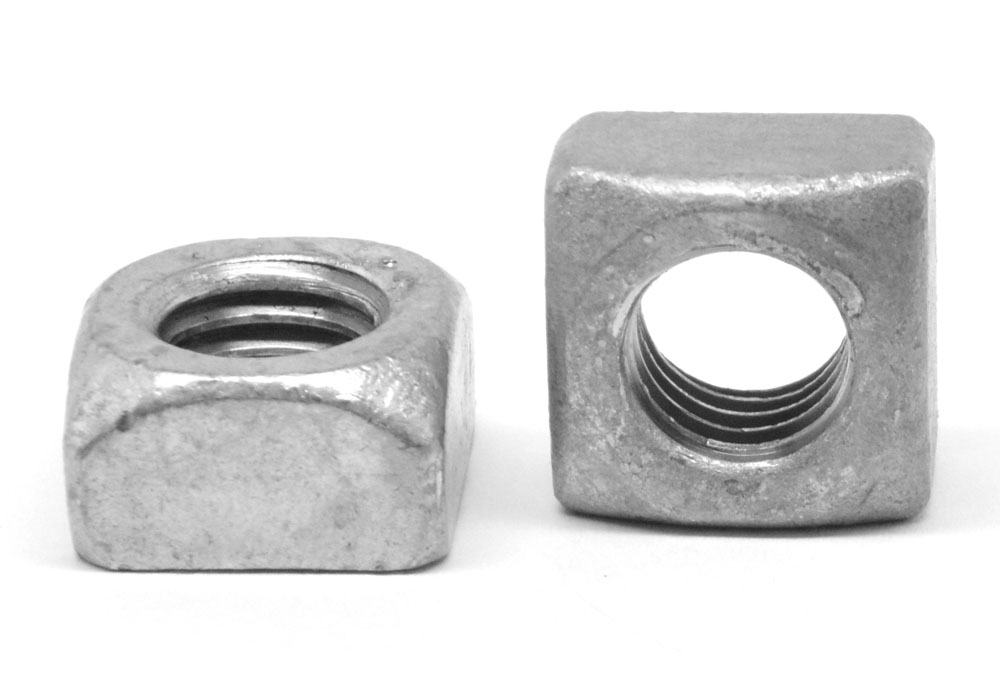 1/4"-20 Coarse Thread Grade 2 Regular Square Nut Low Carbon Steel Hot Dip Galvanized Pk 100 - image 1 of 1