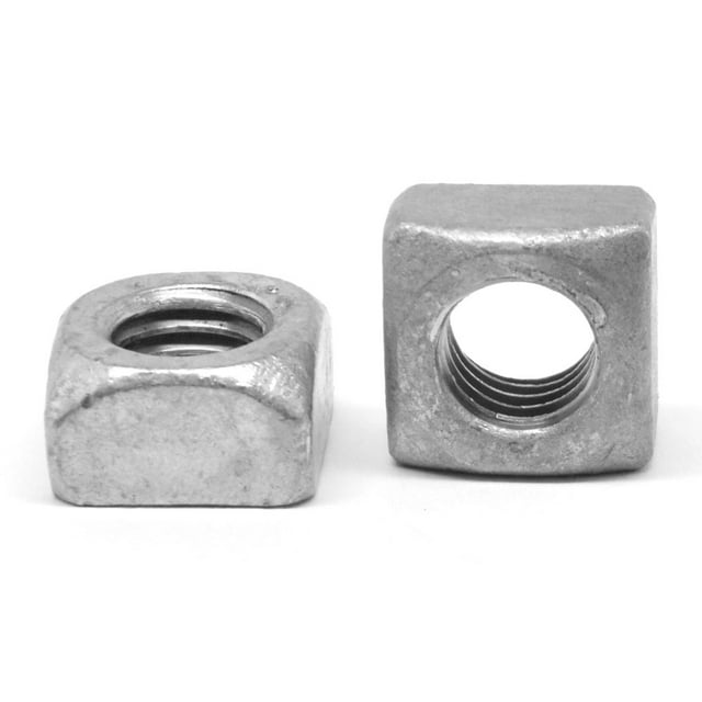 1/4"-20 Coarse Thread Grade 2 Regular Square Nut Low Carbon Steel Hot Dip Galvanized Pk 100
