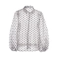 thumbnail image 3 of KOMOO Women Sheer Blouse Long Puff Sleeve Polka Dot Sheer Shirt Button Lapel Loose Blouse, 3 of 8