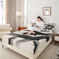 thumbnail image 3 of Erosebridal Abstract Geometric Stripes Queen Sheet Sets,Black Lines Bed Set For Men Women 4pcs, 3 of 6