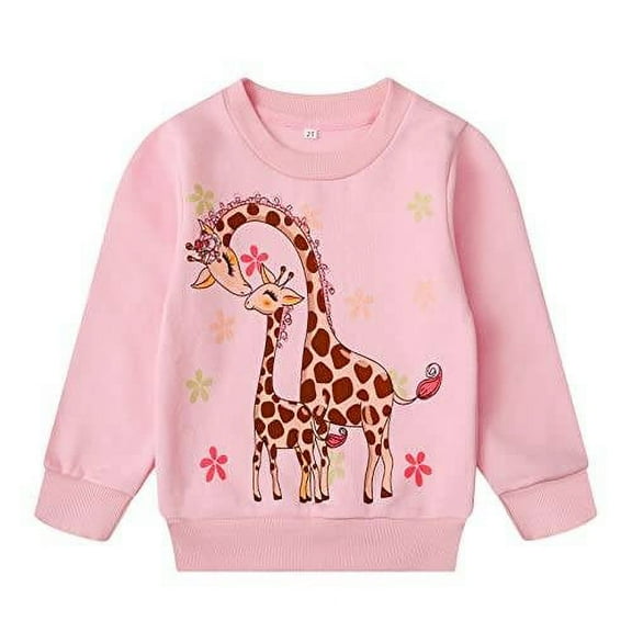 Toddler Girls Pink Crewneck 100% Cotton Sweatshirts Fall Clothes 3T (305)