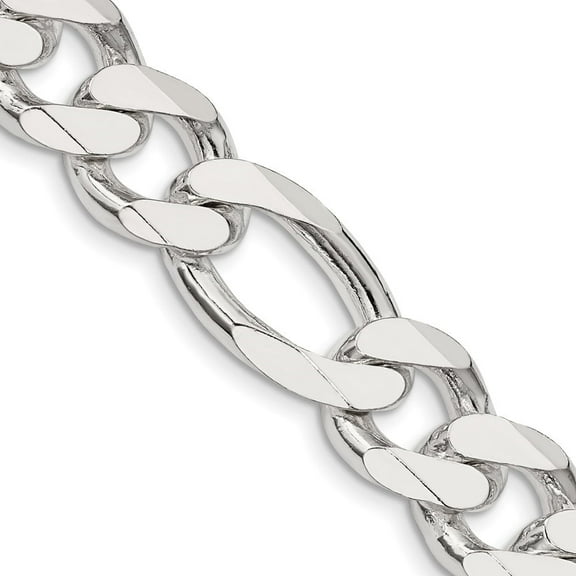 Auriga Fine Jewelry 925 Sterling Silver 13.5 mm Figaro Chain Necklace for Men 20"