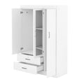 thumbnail image 4 of 3-Door Mirror Wardrobe Cabinet Closet  2 Drawers and Storage Shelves, Bedroom Organizer, White, 4 of 7