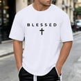 thumbnail image 2 of FUZHIQ Christian Shirts for Men Blessed Cross Graphic T-Shirt Casual Streetwear Vintage Tee God T-Shirt Top, 2 of 4
