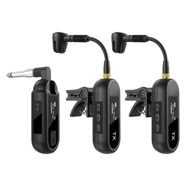 de Micrófono para Saxofón UHF 2 en 1, Transmisor y Receptor de Micrófono Inalámbrico, Mezclador de Audio para Guitarra con Transmisión de 100 Pies