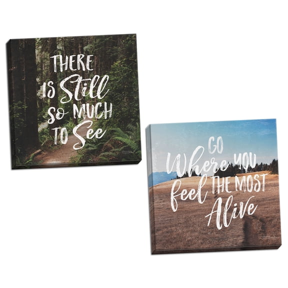 Gango Home Decor Contemporary West Coast Wandering I & II by Laura Marshall (Ready to Hang); Two 12x12in Hand-Stretched Canvases