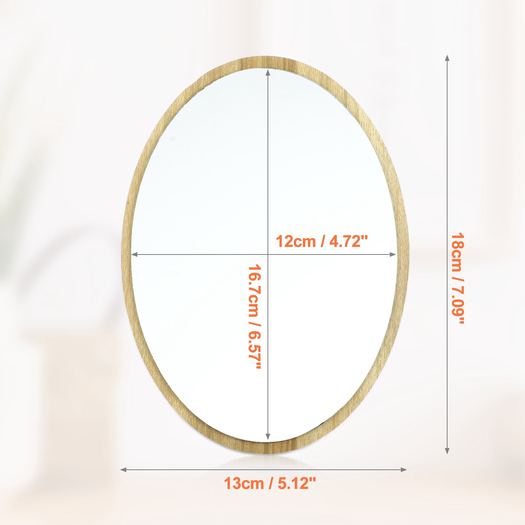 Unique Bargains 1Pc Natural Wooden Makeup Mirror Foldable Small