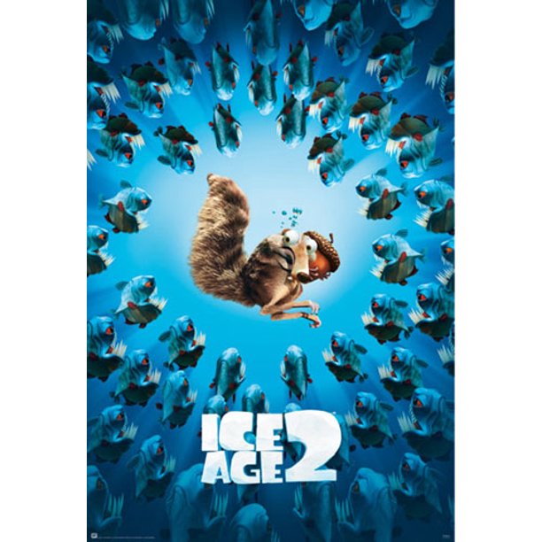 Ice Age 2 The Meltdown Movie Poster / Print (Scrat & Piranhas) (Size