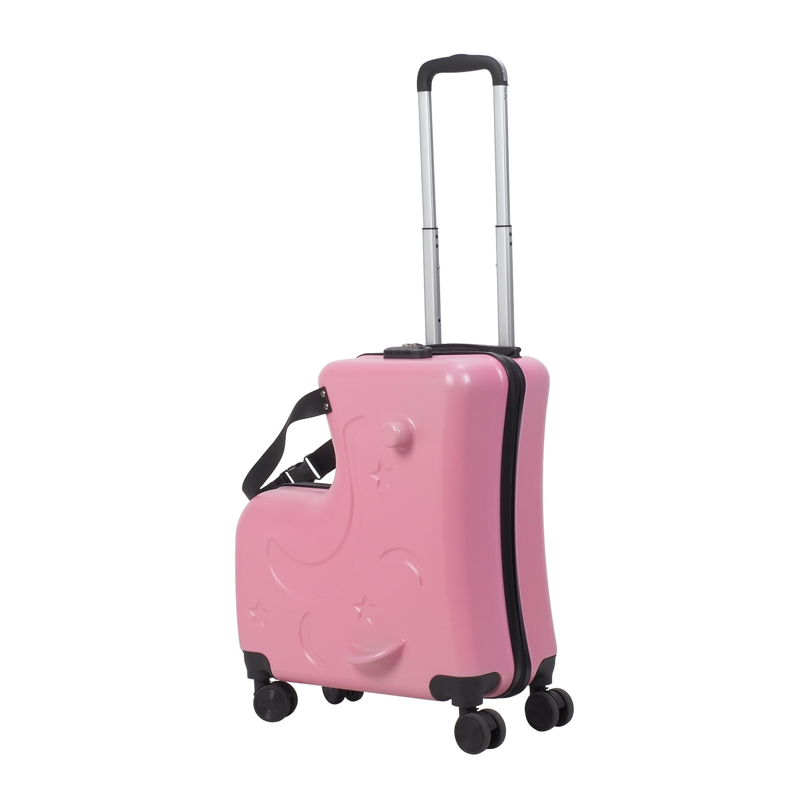 ziertyon 20 Inch Kids Luggage with Ride-On Function - Large Capacity Cabin Suitcase, 360° Smooth Rolling Wheels & Retractable Handle, Airplane Approved Children's Carry-On