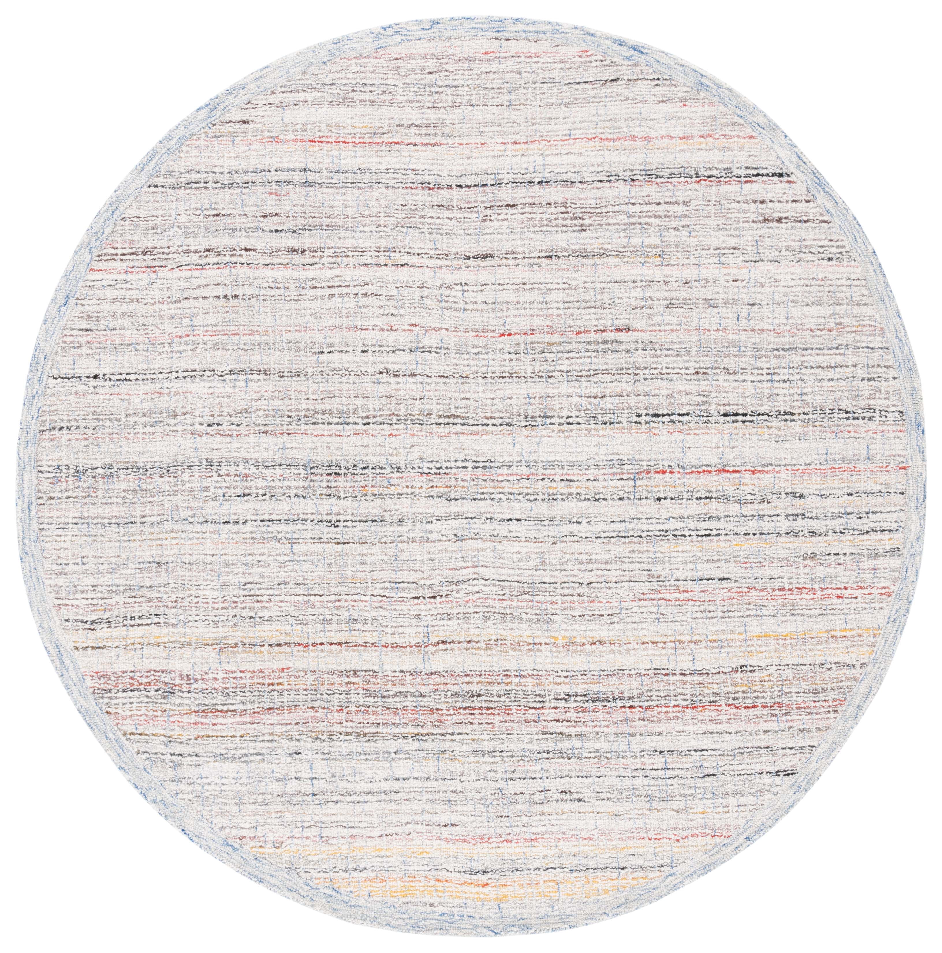 SAFAVIEH Abstract Noah Striped Area Rug, Red/Ivory, 6' x 6' Round