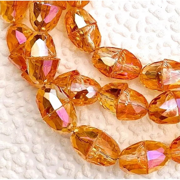 U8MO 10mm Faceted Shiny Orange Crystal Quartz Hat crown type Beads 20PCS