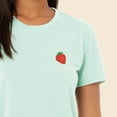 thumbnail image 5 of Dalix Strawberry Embroidered Cotton Relaxed Fit Short Sleeve Crewneck Tee Shirt Womens in Dusty Blue XL X-Large, 5 of 5