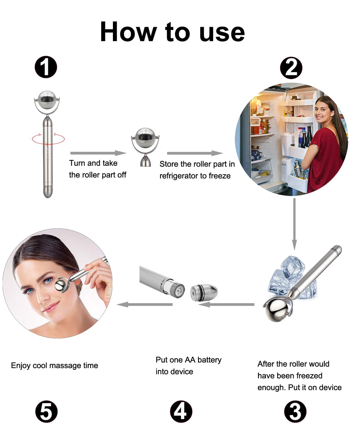 *Electric Ice Roller for Face and Eye, Amirce Facial Ice Roller Beauty Tools, Electric Massage Ice Roller for Puffiness, Ice Face Eye Massage Roller, Skin Care Tools*