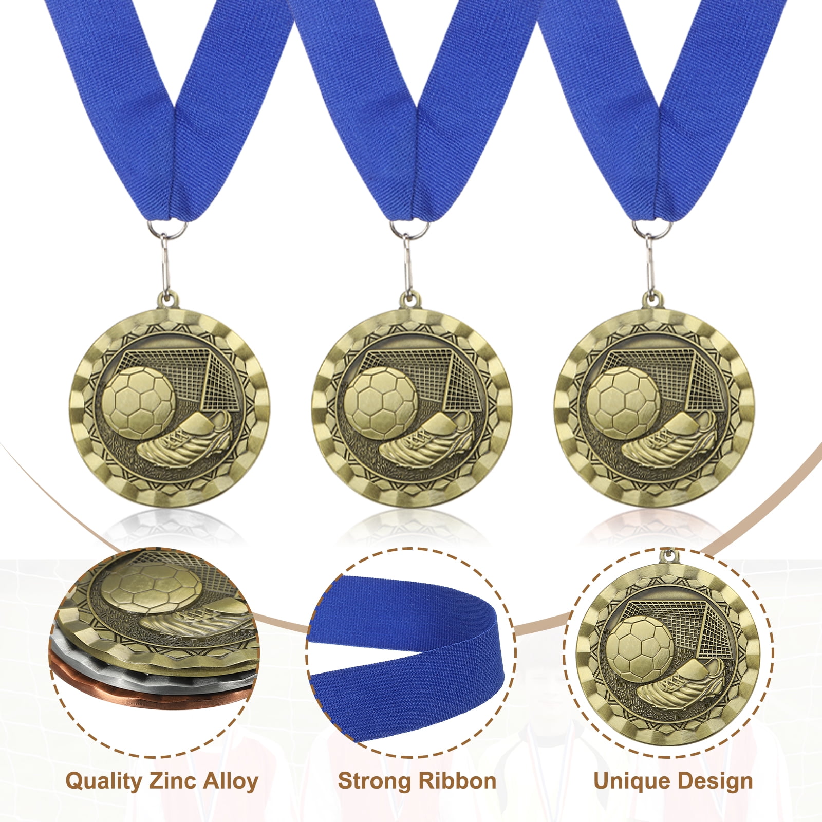 Uxcell Football Events Sneakers Embossing Award Medals with Ribbons, Winner Medals Prizes for Competitions Sports Party Red