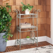SAFAVIEH Noreen Contemporary Outdoor Patio 3 Tier Shelf, Antique Green