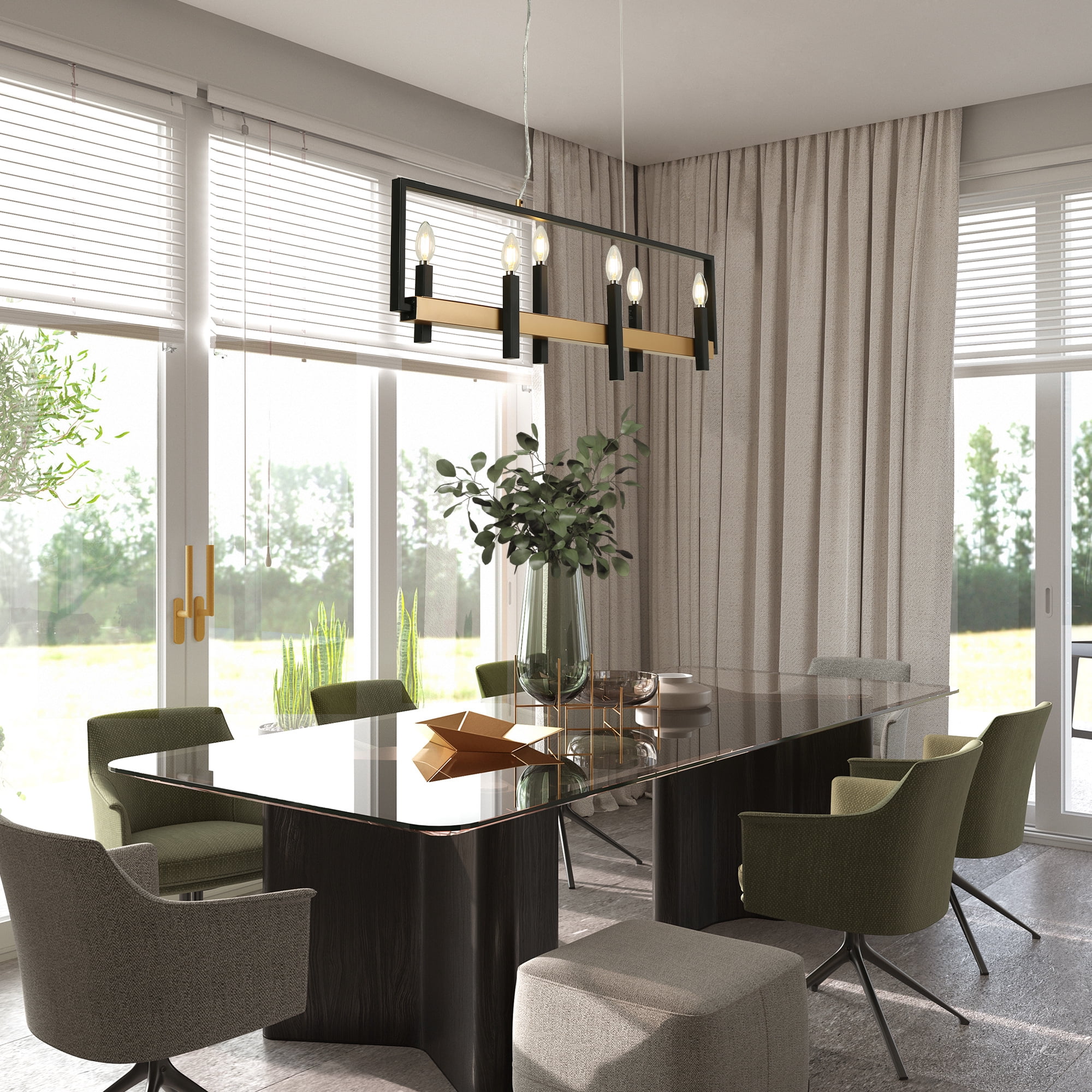 LNC Butterscouch 6-Light Matte Black Modern/Contemporary Led Chandelier