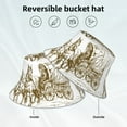 thumbnail image 5 of Daiia Western Scenery With Old Wagon Pattern Bucket Hat - Trendy Cotton Sun Hat for Beach, Golf, Fishing - Fun Outdoor Vacation Boonie for Men and Women, 5 of 9