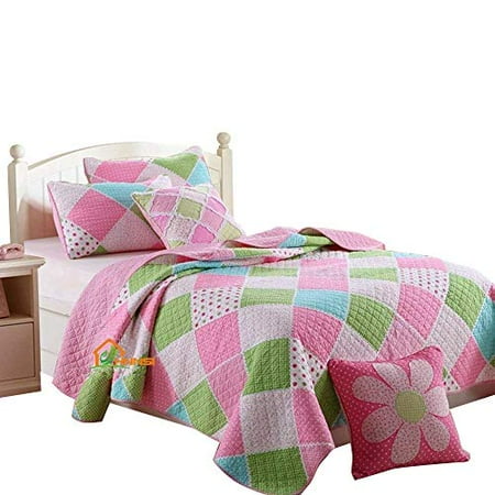Hnnsi Cotton Kids Girls Quilt Comforter Set Twin Size Children Teens Bedspread Bedding Sets Pink Blue Green White Patchwork Canada - Twin Bedding Sets For Boy Cotton Hnnsi Cotton Kids Girls Quilt Comforter Set Twin Size Children Teens Bedspread Bedding Sets Pink Blue Green White Patchwork Canada - Twin Bedding Sets For Boy Cotton