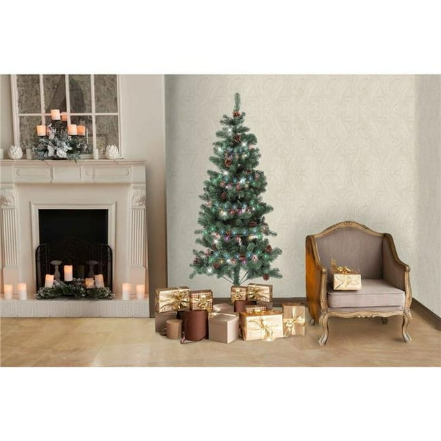 Luxen Home 6Ft Colorado Pine Artificial Tree with Pinecones
