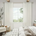 thumbnail image 6 of Topfinel Linen Curtains Soft Textured Semi Sheer Light Filtering Drapes Rod Pocket Back Tab Window Treatments for Living Room Bedroom, Natural, 50"x108", 2 Panels, 6 of 9