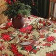 thumbnail image 3 of SASTYBALE Christmas Tablecloths Rectangular, Printed Xmas Table Cloth with Poinsettia Flowers and Holly Berries, Spillproof Polyester Table Cover for for Party Winter Holiday, 3 of 7