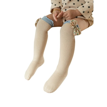 

SUNSIOM Toddler Baby Girls Knee High Socks Spring Autumn Bow Decoration Infant Cotton Long Stockings