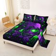 thumbnail image 2 of Castle Fairy Neon Dark Goth Skull King Sheets 4pcs,Gothic Butterfly Rose Bedding,Purple Green,1 Fitted Sheet,1 Flat Sheet and 2 Pillowcases, 2 of 6