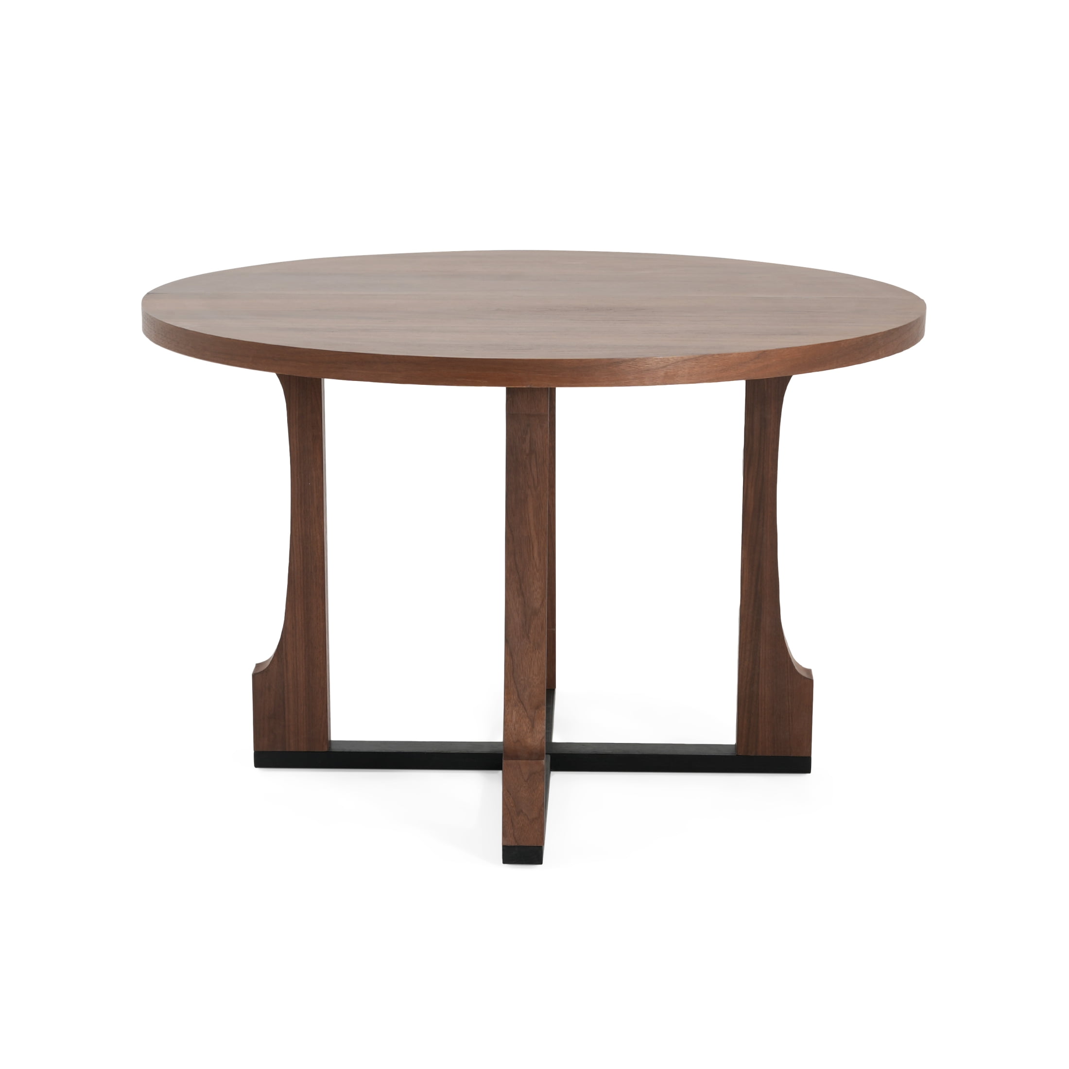 Christopher Knight Home Farmhouse 48" Round Dining Table, Solid Wood X-Base, Walnut