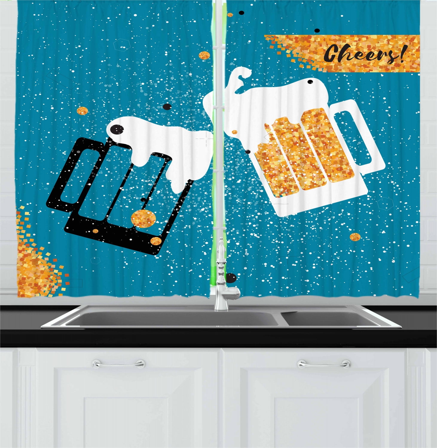 Alcohol Curtains 2 Panels Set Two Beer Mugs Clinking Toasting To Cheers Traditional Oktoberfest Celebration Theme Window Drapes For Living Room Bedroom 55w X 39l Inches Multicolor By Ambesonne Walmart Com