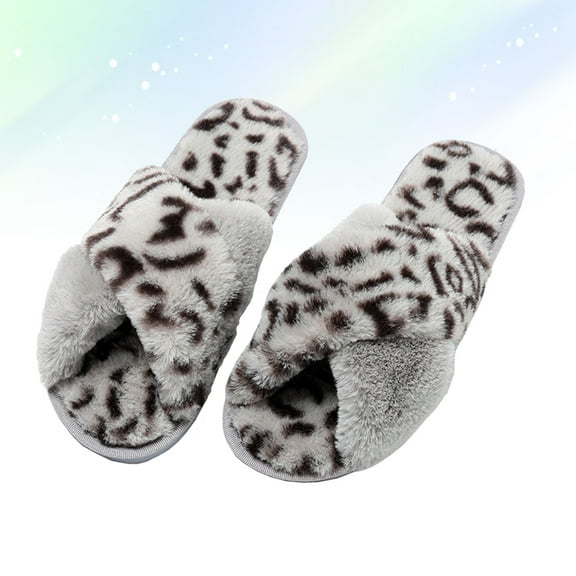 OFFIGAM 1 Pair Grey Plush Slippers for Women, Breathable and Cozy for Autumn Winter, Ideal for Students and Dormitory Use