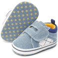 thumbnail image 1 of Baby Boy Girl Soft Sole Canvas Sneakers Sparkle High Top Lace Up Infant Unisex Ankle Shoes Booties Toddler Newborn Prewalker First Baby Walking Crib Shoes, 1 of 7