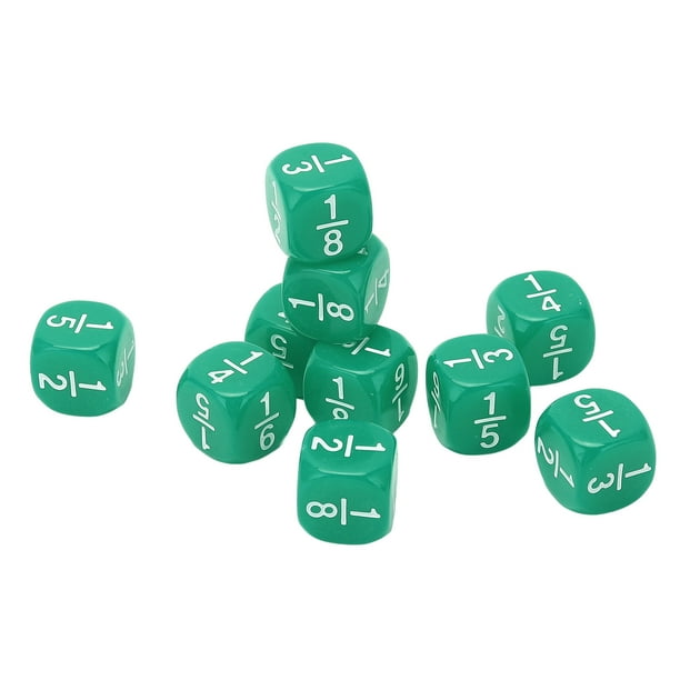 Dados de fracciones matemáticas, 20 piezas de dados de fracciones, accesorios de juego de dados multifacéticos, diseño de última generación