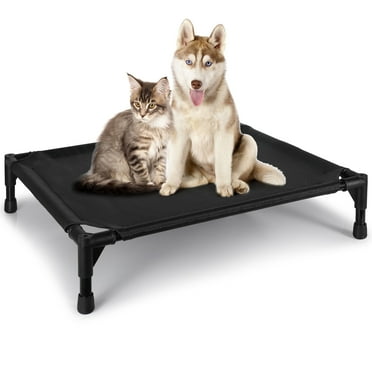 Onekawa Elevated Pet Bed,Portable Raised Pet Cot with Washabl Mesh,Medium 24'' X 20'' X 5''  for Dogs Cats,Black