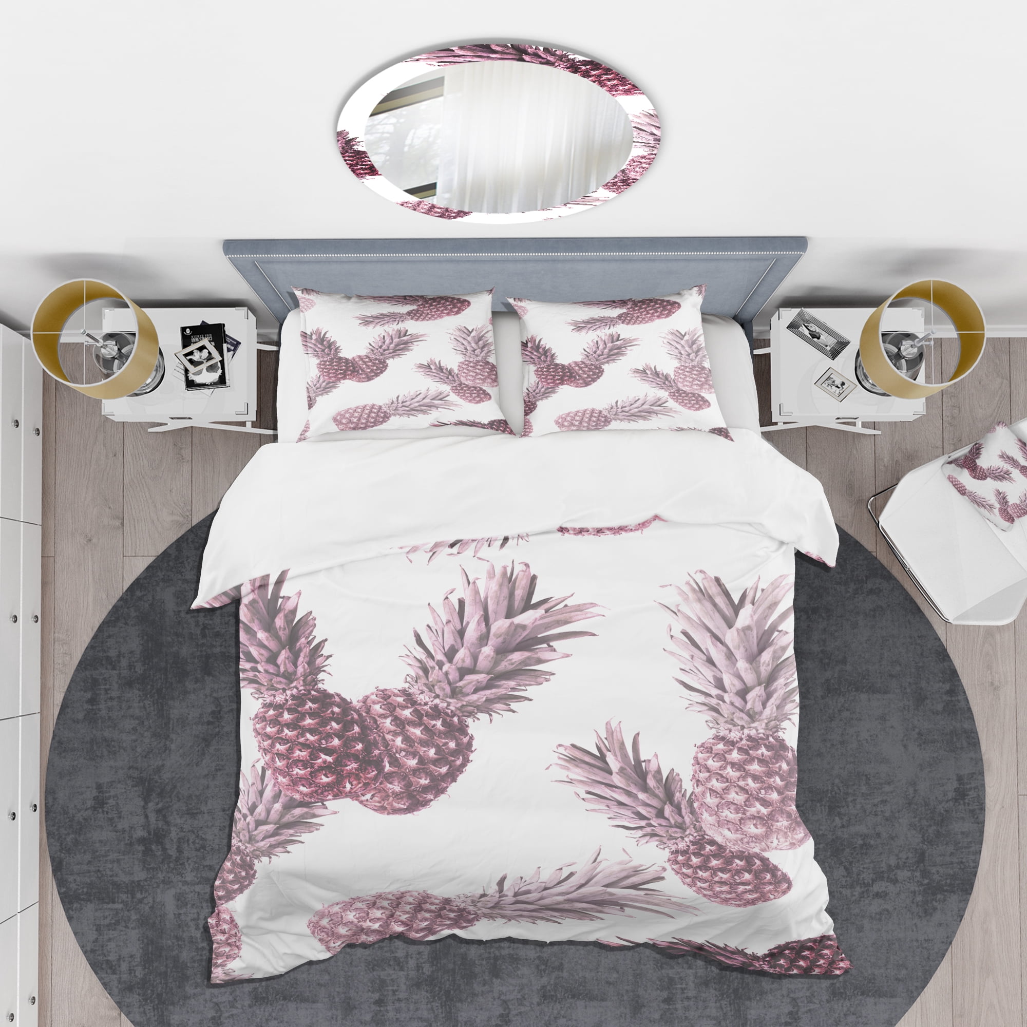 Designart 'Pineapple Summer Bliss III' Mid-Century Modern Duvet Cover Set